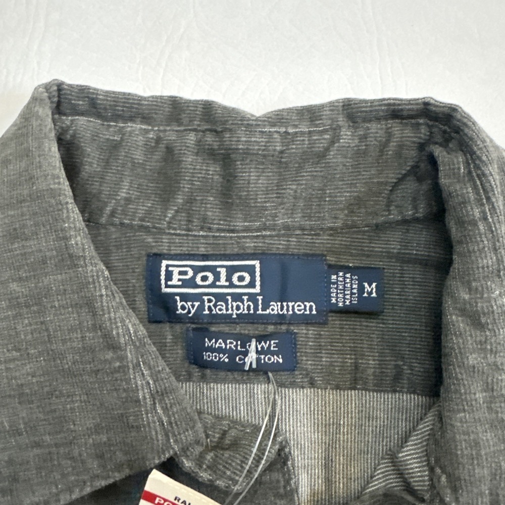 Vintage Polo Ralph Lauren Marlowe Mens M Grey 100% Cotton Button Down Shirt Soft - Picture 2 of 7
